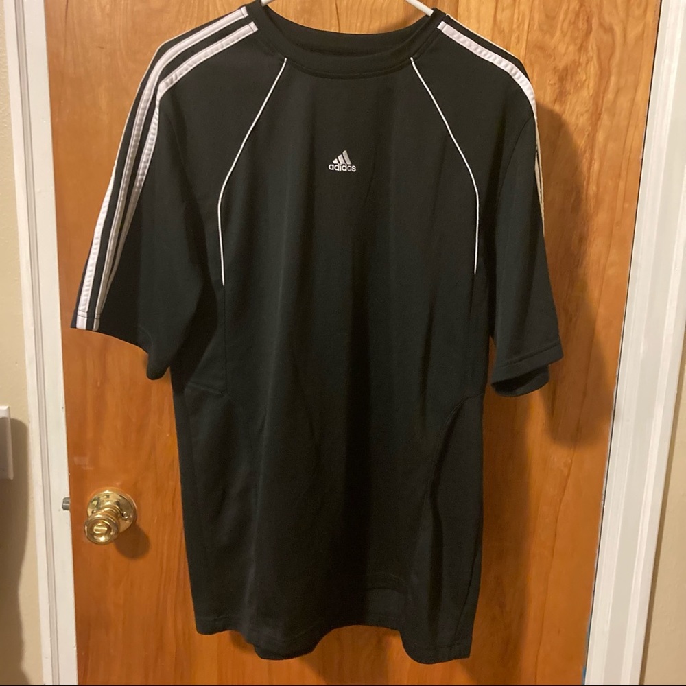 Adidas Athletic Top Unisex Men's Black Stripe Detail Size XL